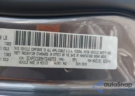 2017 Dodge Journey Crossroad from USA, damaged, VIN 3C4PDCGB9HT648253